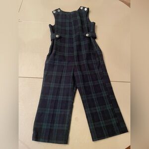 Vintage Imp Originals Blackwatch Black Green Plaid Overalls Romper